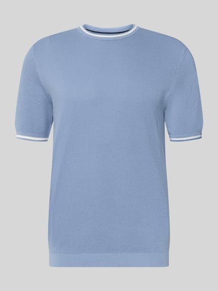 Produktfoto, Regular Fit T-shirt in tricotlook van Christian Berg Men, puur katoen, elastische boorden, ronde hals, lichtblauw