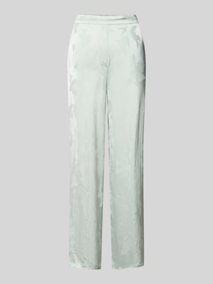 Produktfoto, Weite Hose aus reiner Viskose von Calvin Klein Womenswear mit Optik:Allover-Muster, Passform: Wide Leg, Bundabschluss: elastisch, seitliche Eingrifftaschen, Materialverarbeitung: Jacquard, Farbe Hellgrün, glatte und leicht glänzende Textur.