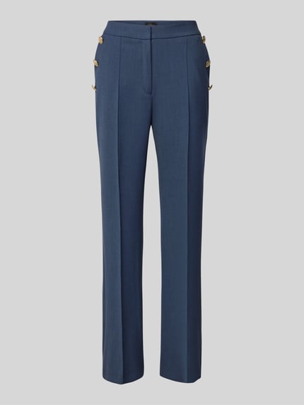 s.Oliver BLACK LABEL Regular fit pantalon met viscose, hoge taille en decoratieve knopen Blauw - 2