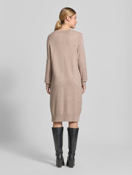 Christian Berg Woman Knielanges Strickkleid mit Rundhalsausschnitt Mittelbraun Mel 5