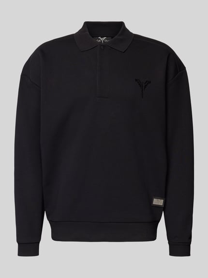 Carlo Colucci Oversized Sweatshirt mit Polokragen Black 2