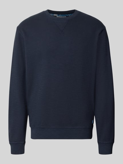 Produktfoto, Regular Fit Sweatshirt aus Baumwoll-Mix von Scotch & Soda, kolor granatowy, gładka faktura, krój regular fit, okrągły dekolt, elastyczne wykończenia, Długość tyłu w rozmiarze M: 61 cm, Długość rękawów w rozmiarze M: 70 cm, mieszanka bawełny