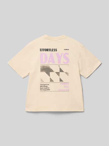 Productfoto, Regular fit T-shirt met statementprint van Garcia voor kinderen van puur katoen met ronde hals, ruglengte bij maat 140: 56 cm