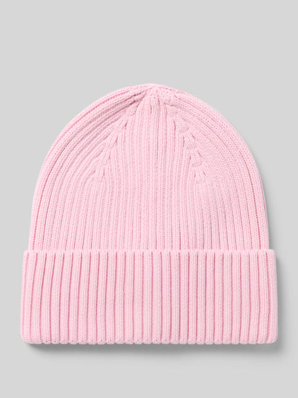 Produktfoto, Mütze mit breitem Umschlagabschluss von PIECES in Rosa, unifarben, Rippstrick, strukturierte Strickoptik, Damenaccessoire
