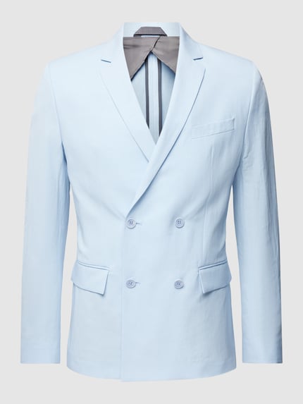 CK Calvin Klein Slim Fit Leinensakko im unifarbenen Design Hellblau 2