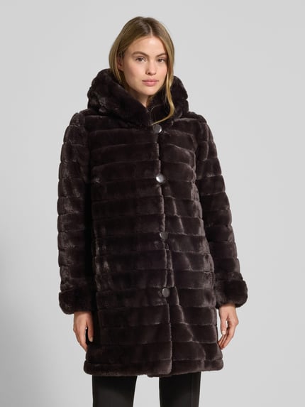 PETITE M. Wendejacke aus Webpelz mit Kapuze und Eingrifftaschen Dunkelbraun 6