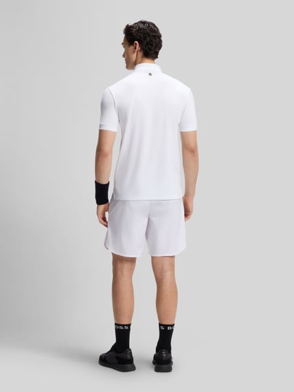 BOSS Green męski t-shirt o kroju regular fit sport z taśmą z logo Biały 5