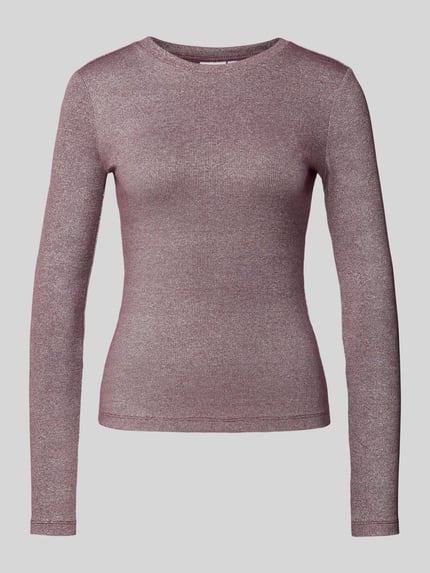 VILA Slim Fit Longsleeve aus Viskose-Mix Modell 'Eleinas' Pflaume 2