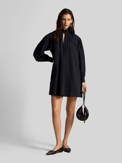 Polo Ralph Lauren Mini Blusenkleid aus Baumwolle mit Smokingkragen Black 1