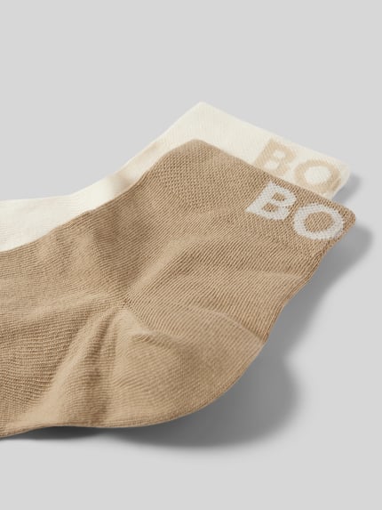BOSS Skarpety do sneakersów z wyhaftowanym logo w zestawie 2 szt. Beżowy 2