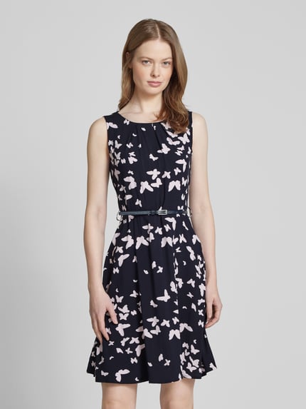 Christian Berg Woman Selection Knielanges Kleid mit Taillengürtel Marine 4