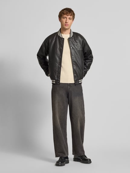 Karl Kani College-Jacke in Leder-Optik mit Label-Stitching Black 1
