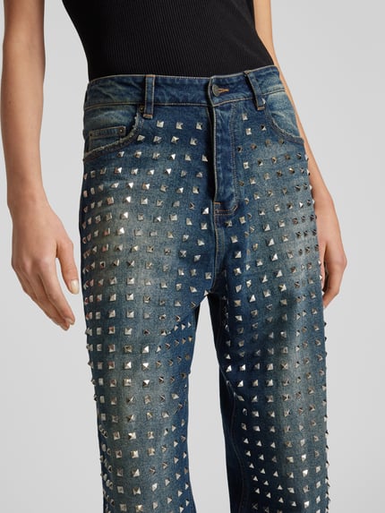 The Kooples Jeansy o kroju straight fit z zapięciem na guzik Jeansowy niebieski 3