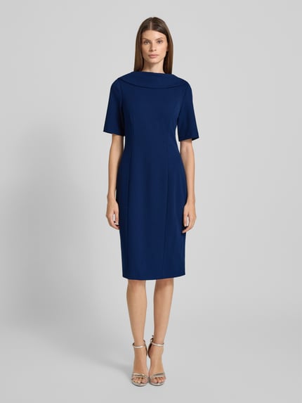 Adrianna Papell Knielange cocktailjurk met opstaande kraag Marineblauw - 4