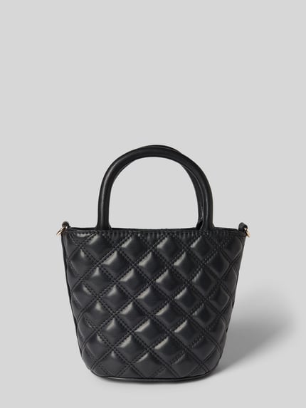 Produktfoto, Handtasche mit Steppnähten Modell 'GIULLY II' von Guess, zwart, doorgestikte naden, draagband, schouderband, labelapplicatie, hoofvak met magneetsluiting, breedte 19 cm, lengte 16 cm, diepte 9 cm, bandlengte 113 cm