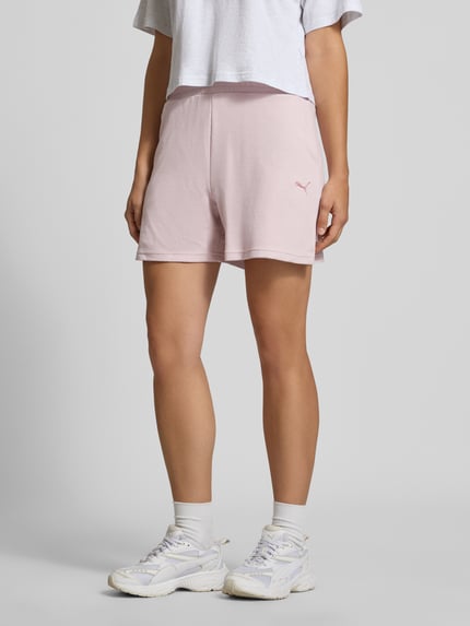 PUMA Loose Fit Sweatshorts aus Baumwoll-Mix Modell 'ESS ELEVATED' Rosa 4