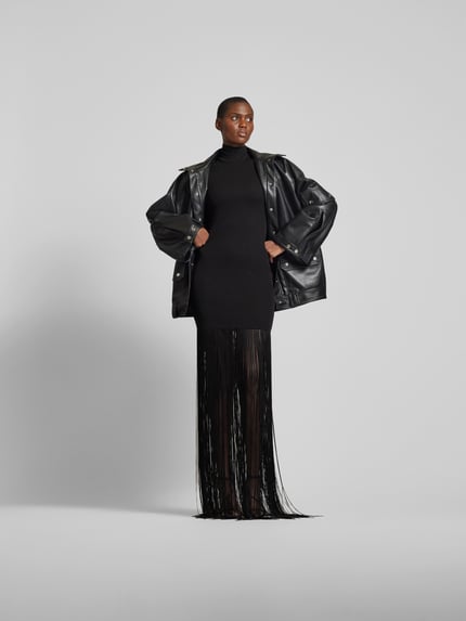 Nanushka Maxi-jurk met franjes Zwart - 1