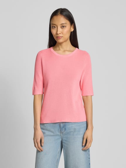 Christian Berg Woman Strickpullover mit geripptem Rundhalsausschnitt Pink 4