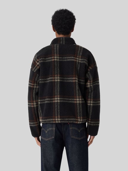 Levi's® Boxy Fit Fleecejacke mit Stehkragen Modell 'NOLAN' Black 5