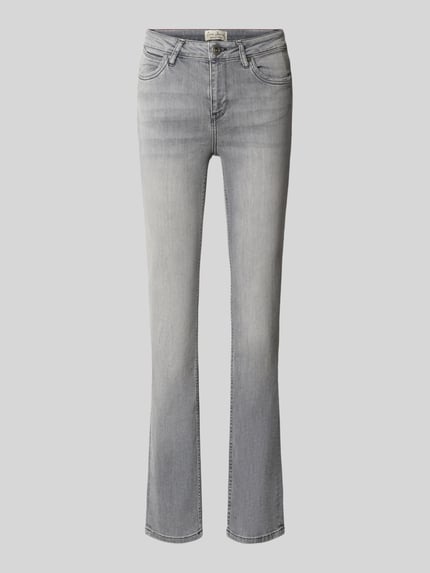 Produktfoto, Slim Fit Jeans aus Baumwoll-Mix Modell 'JOYCE' von Cars Jeans in grauer Waschung mit 5-Pocket-Design, sichtbare Textur. Damen Jeans aus Baumwoll-Elasthan-Mix, Knopf- und Reißverschluss, Bundweite Größe 27/32: 33 cm, Innenbeinlänge: 78 cm.