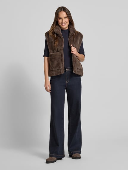 FREE/QUENT Gilet met opstaande kraag, model 'FONY' Taupe - 1