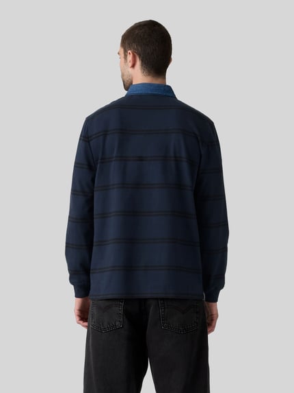 Levi's® Relaxed Fit Poloshirt aus reiner Baumwolle Modell 'RUGBY ENNIS' Dunkelblau 5