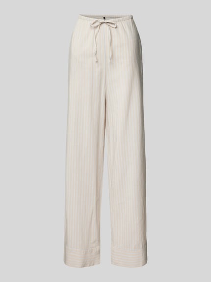 VERO MODA High Waist Hose mit Streifenmuster Modell 'GILI' Beige 2