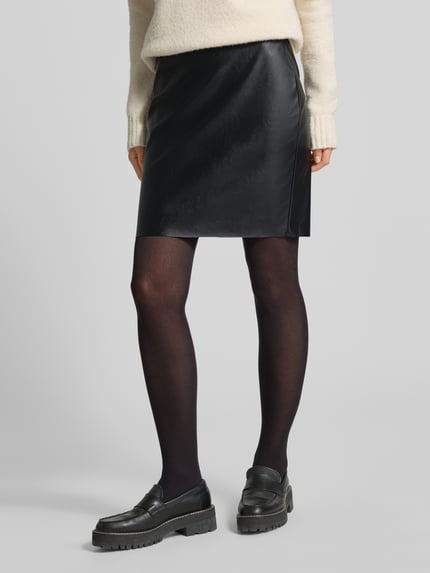 VILA Minirok in leerlook model 'DAGMAR' Zwart - 4