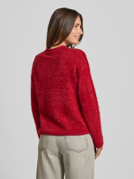 FREE/QUENT Sweter z dzianiny z okrągłym dekoltem model ‘Cat’ Czerwony 5
