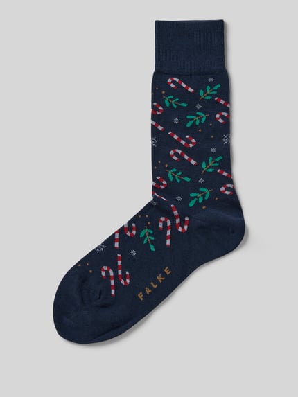 FALKE Socken im Allover-Look Modell 'Gifts Blizzard' Dunkelblau 1