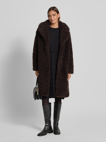 Rich & Royal Mantel aus Teddyfell mit Reverskragen Dunkelbraun 1