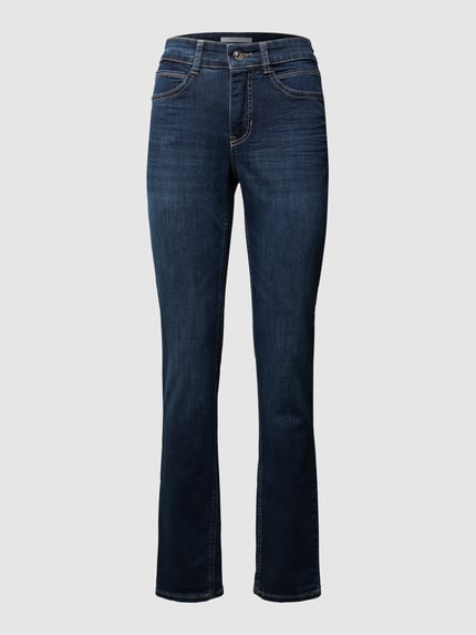 MAC Jeansy o kroju straight fit z naszywką z logo model 'Angela' Niebieski 2