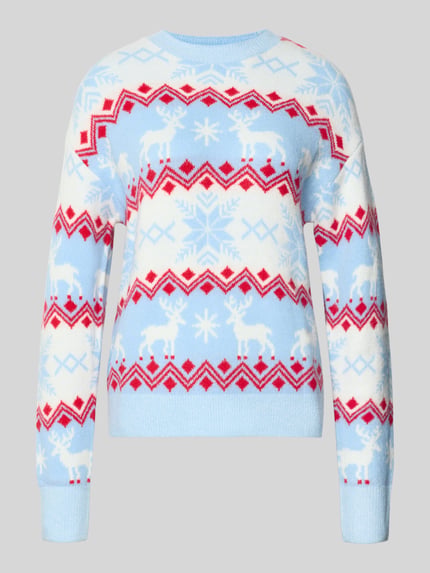 Christian Berg Woman Relaxed Fit Strickpullover aus elastischem Material-Mix Bleu 1