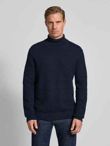 MCNEAL Rollkragenpullover mit gerippten Abschlüssen Dunkelblau 4