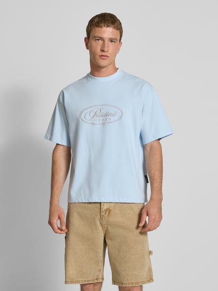 PROHIBITED T-shirt met ronde hals Lichtblauw - 4