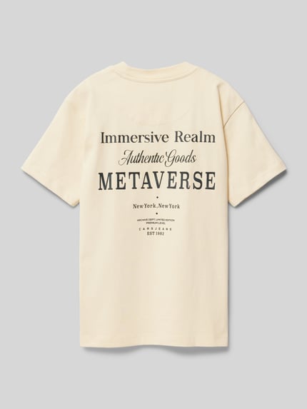 Cars Jeans T-Shirt mit Label- und Statement-Print Modell 'Mezzo' Sand 3