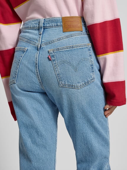 Levi's® Jeansy o kroju straight fit z wpuszczanymi kieszeniami model ‘501 CROP’ Ciemnoniebieski 3