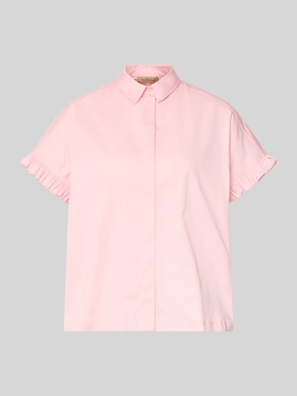 Produktfoto, Regular Fit Bluse mit verdeckter Knopfleiste von Smith and Soul in Rosa, Baumwoll-Mix mit Stretch, Rüschenärmeln, Hemdblusenkragen