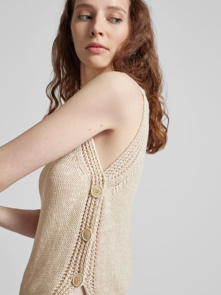 Stefanel Strickkleid mit geripptem Rundhalsausschnitt Offwhite 3