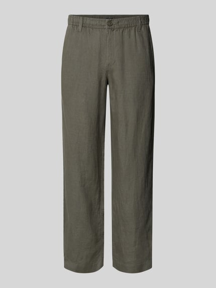 Produktfoto, Leinenhose mit elastischem Bund Modell 'KARL LAWRENCE' von Jack & Jones, reine Leinen, Regular-Fit, Oliv, glatte Struktur