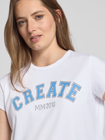 MOS MOSH T-shirt met labelprint, model 'Celli' Offwhite - 3