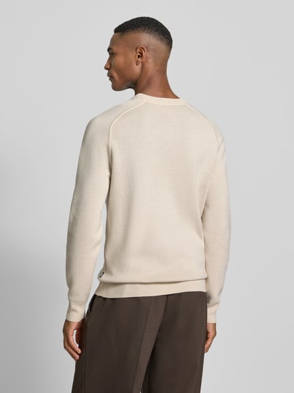 BOSS Regular fit gebreide pullover van een mix van katoen en scheerwol, model 'HIDONEO' Offwhite - 5
