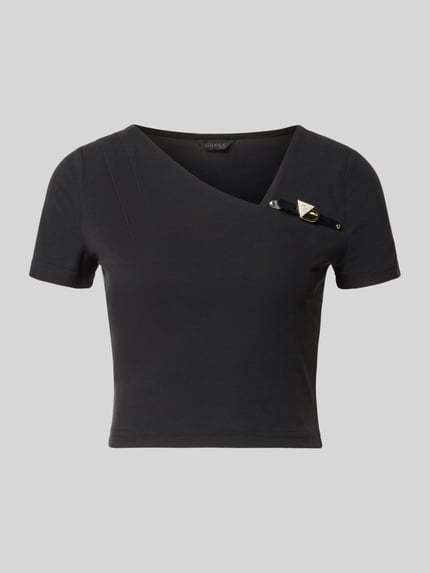 T-Shirt mit asymmetrischem Ausschnitt Modell 'KAROLE' Shop The Look MANNEQUINE