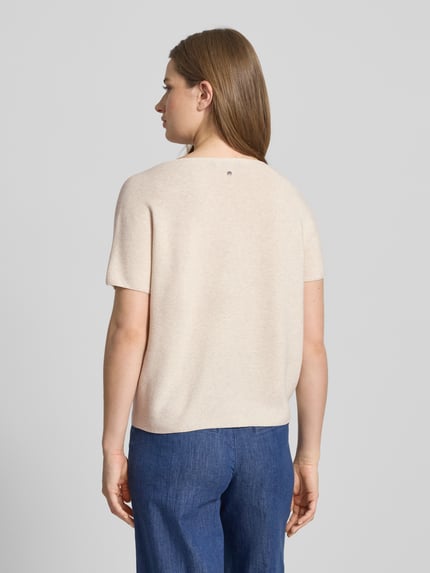 Oui Gebreid shirt met V-hals Wit - 5