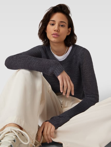 ONLY Strickpullover mit Rundhalsausschnitt Modell 'GEENA' Dunkelblau 3