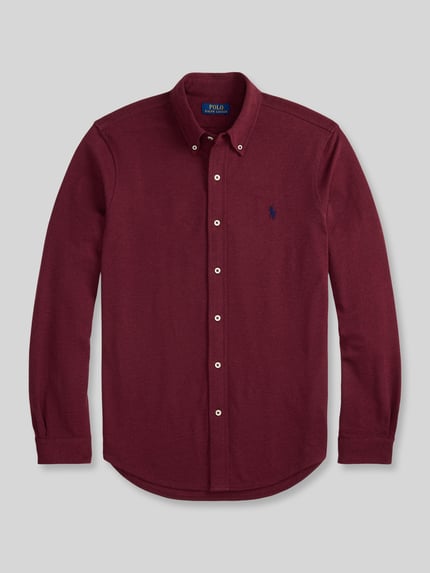 Produktfoto, bordowa koszula casualowa Regular Fit Freizeithemd aus reiner Baumwolle von Polo Ralph Lauren, gładka faktura