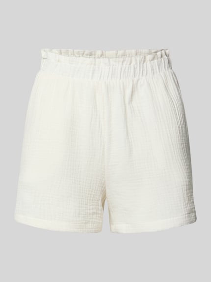 Produktfoto, Loose Fit Shorts aus reiner Baumwolle Modell 'NATALI' von Vero Moda in Unifarbe mit elastischem Bund und Crêpe-Struktur