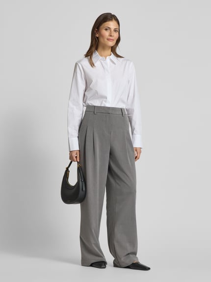 MSCH Copenhagen Baggy fit stoffen broek met plooien, model 'Henrika' Middengrijs - 1