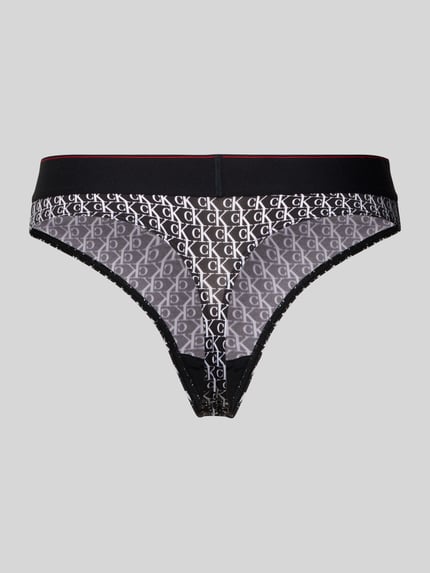 Calvin Klein Underwear Stringi z Wzór z logo Czarny 3