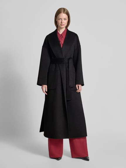 Liu Jo White Wollmantel mit Bindegürtel Black 4